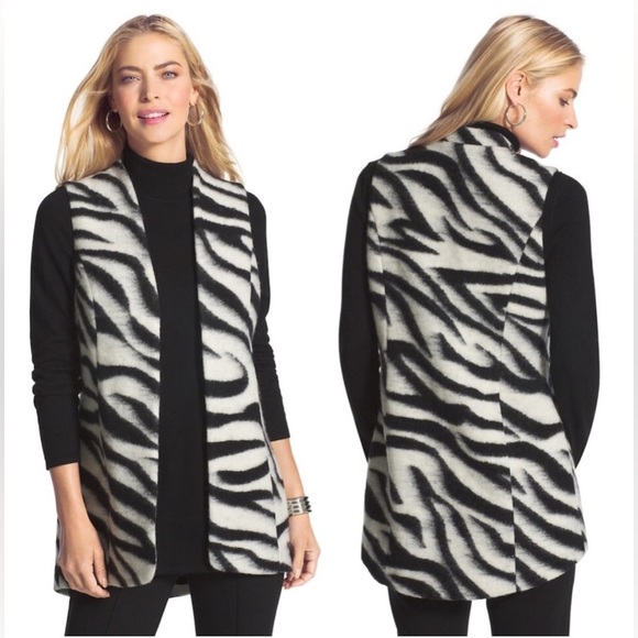 CHICO'S Bi-Color Zebra Print Wool Vest Size 3
XL/16 US - Picture 1 of 12